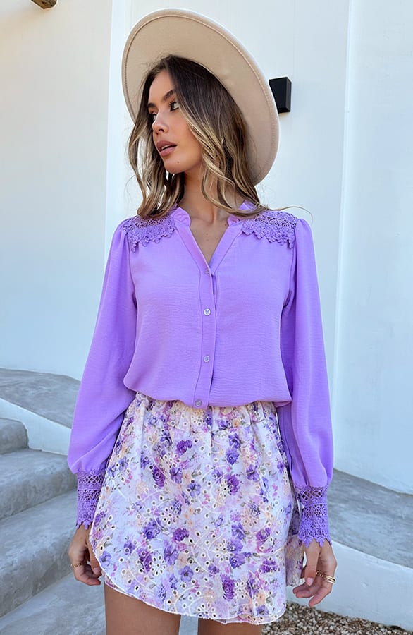 Lace Detail Blouse Janee Lila – kleding — foto 4