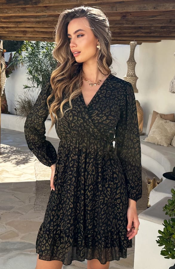 Elegant Dress Ellie Leopard Gold – alle jurkjes — foto 7