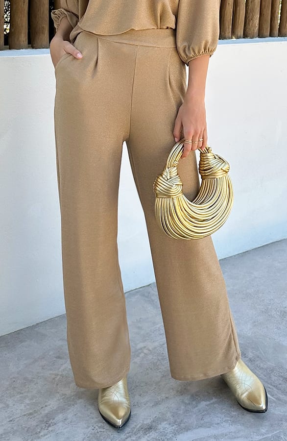 Limited Pantalon Lilly Lurex Goud – flared broeken