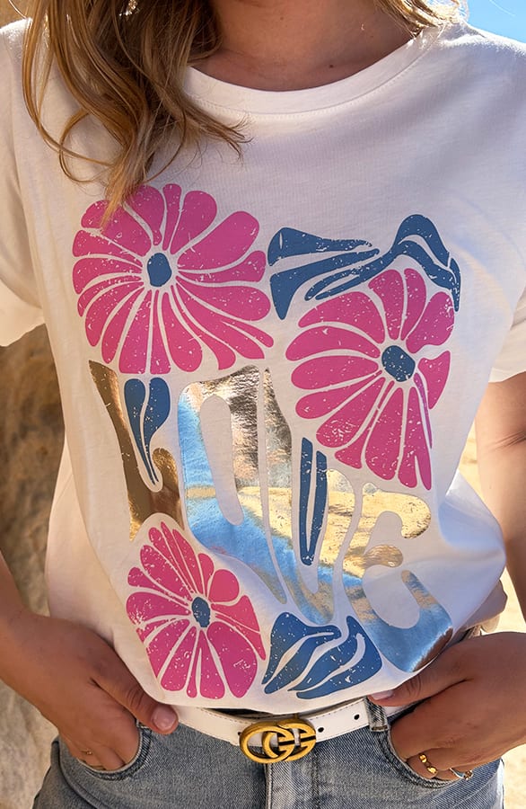 Love Flower T-Shirt Scarlet Metallic Goud – shoparchief — foto 4