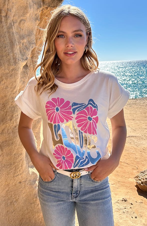 Love Flower T-Shirt Scarlet Metallic Goud – shoparchief — foto 5