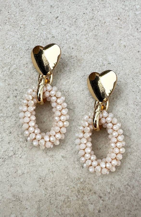 Loving Beads Oorbellen Janina Ecru – accessoires