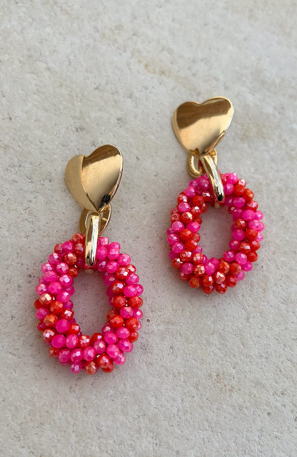 Loving Beads Oorbellen Janina Fuchsia – accessoires