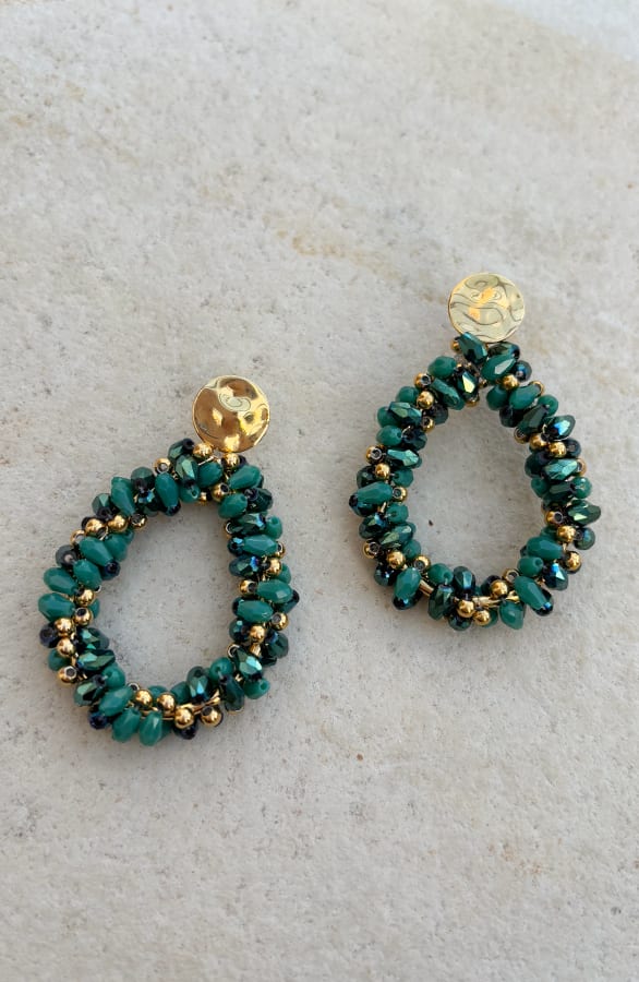 Luxury Beads Oorbellen Yara Goud Emerald – shoparchief