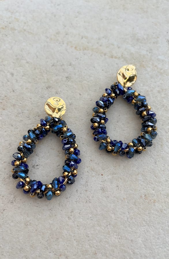 Luxury Beads Oorbellen Yara Goud Navy – shoparchief