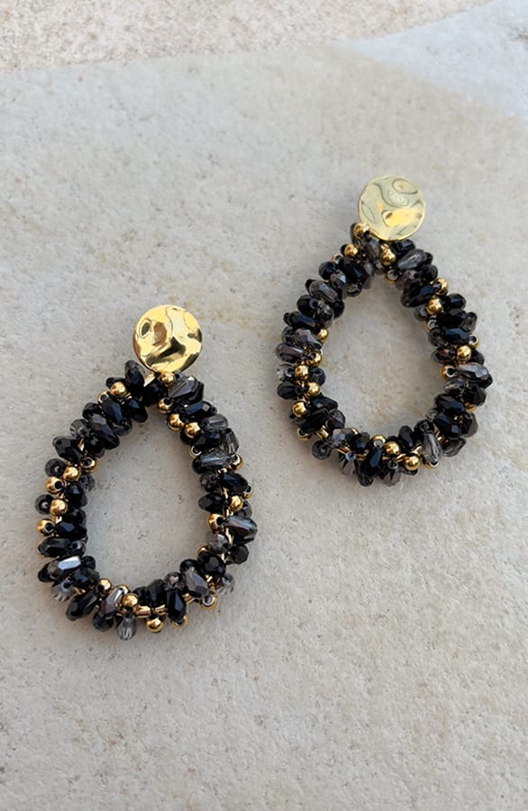 Luxury Beads Oorbellen Yara Goud Zwart – shoparchief