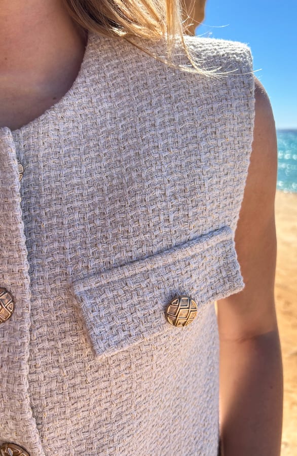 Luxury Boucle Korte Gilet Beige – shoparchief — foto 8