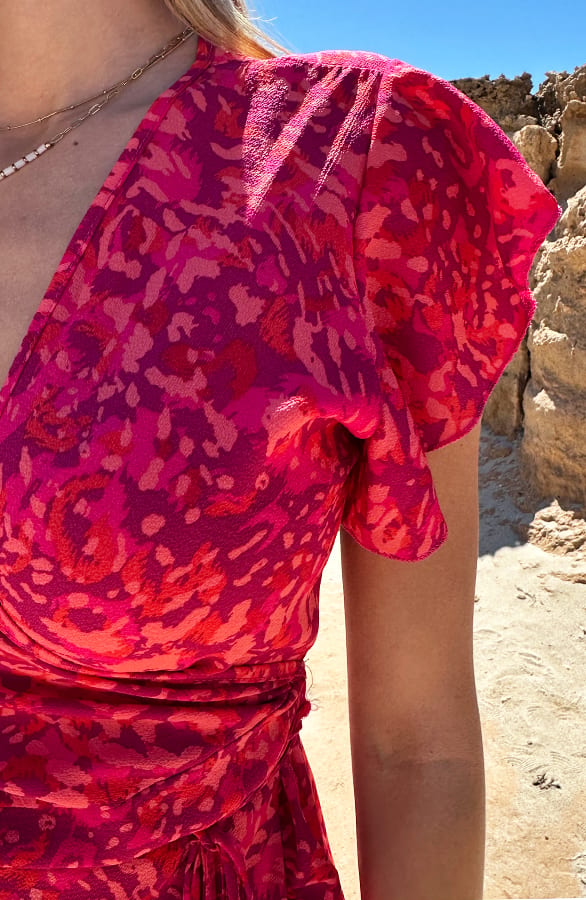 Midi Jurk Print Jenny Fuchsia Koraal – alle jurkjes — foto 7