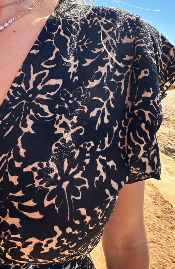 Midi Jurk Print Jenny Zwart Beige – shoparchief — foto 5