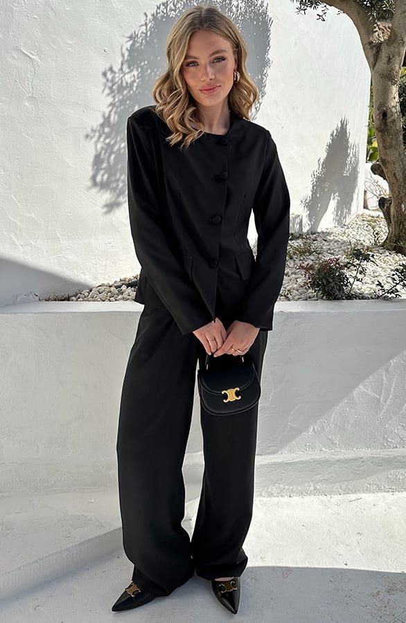 Taille Muse Blazer Met Knopen Zwart – shoparchief — foto 5