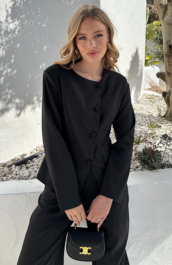 Taille Muse Blazer Met Knopen Zwart – shoparchief