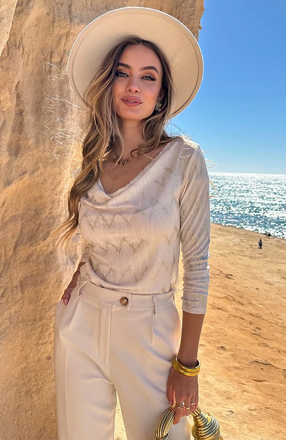 One Shoulder Lurex Top Ecru Goud – shoparchief — foto 7