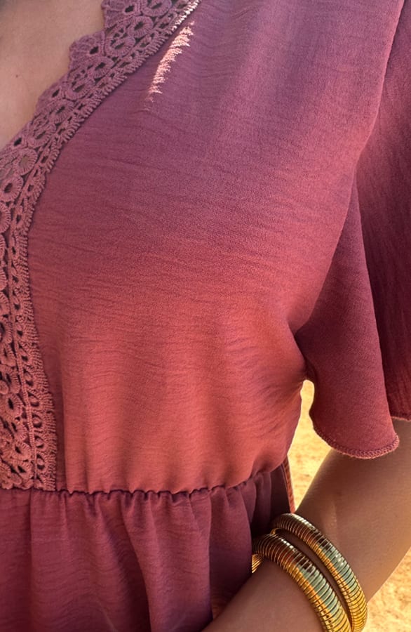 Open Back Lace Jurk Dust Roze – shoparchief — foto 7