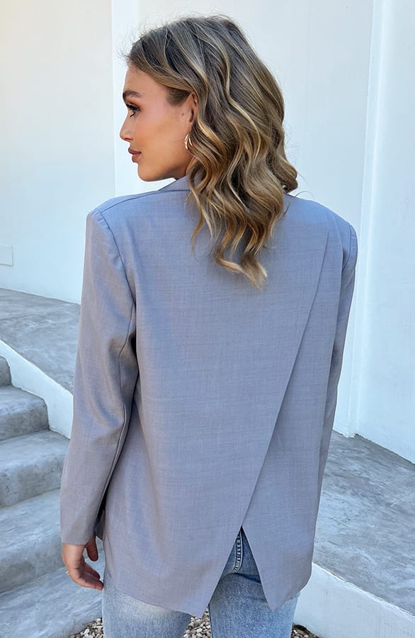 Open Back Oversized Blazer Grijs – blazers