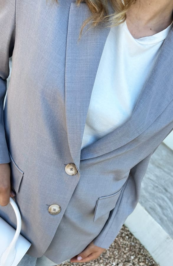Open Back Oversized Blazer Grijs – blazers — foto 8
