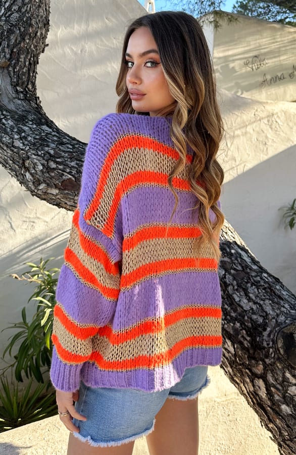 Oversized Cardigan Lila Neon Orange – shoparchief — foto 2