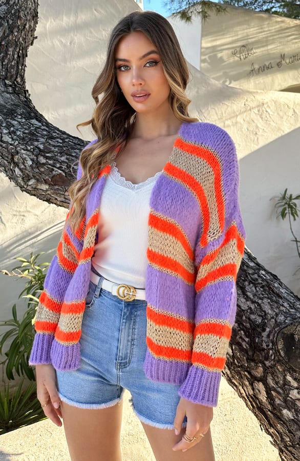 Oversized Cardigan Lila Neon Orange – shoparchief — foto 4