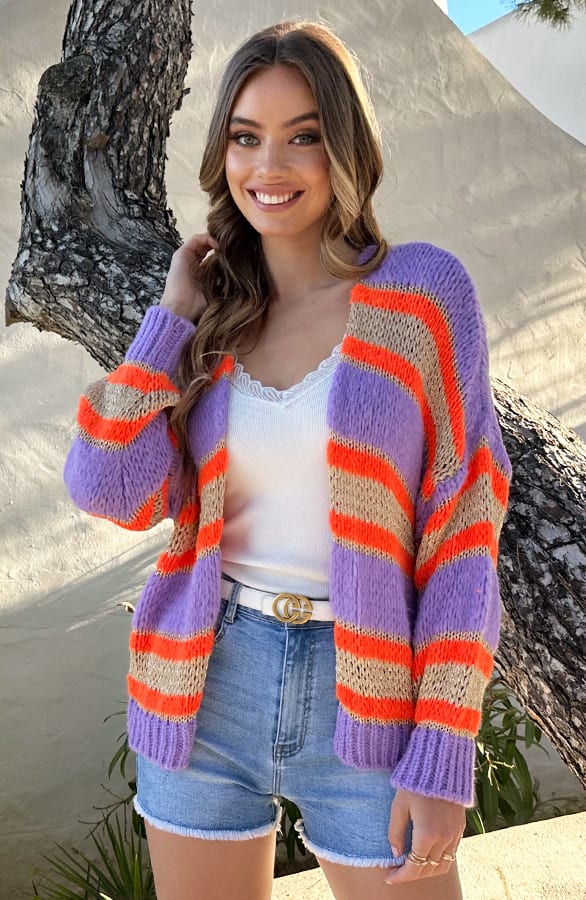 Oversized Cardigan Lila Neon Orange – shoparchief — foto 6