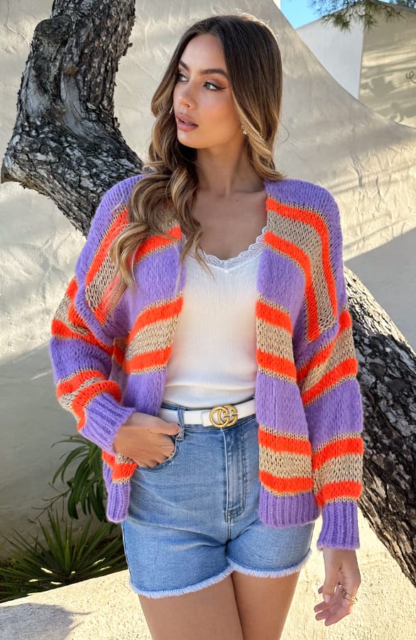 Oversized Cardigan Lila Neon Orange – shoparchief — foto 7