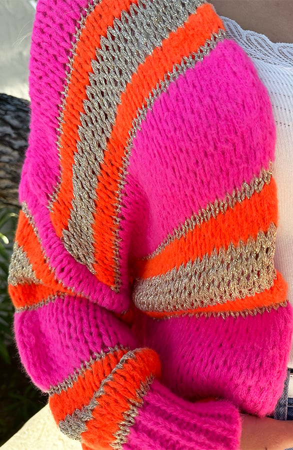 Oversized Cardigan Neon Fuchsia Oranje – shoparchief — foto 8