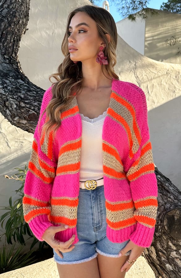 Oversized Cardigan Neon Fuchsia Oranje – shoparchief — foto 7
