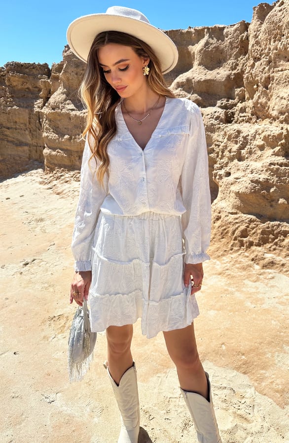 Pofmouwen Blouse Met Ruffle Demi Flower Ecru – shoparchief — foto 7