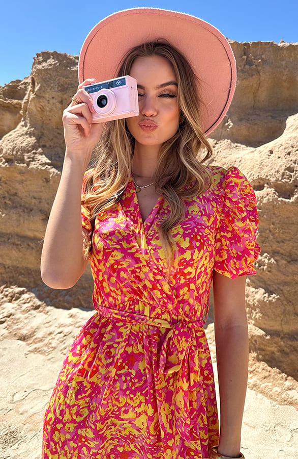 Print V-hals Jurk Sienna Gelato – shoparchief
