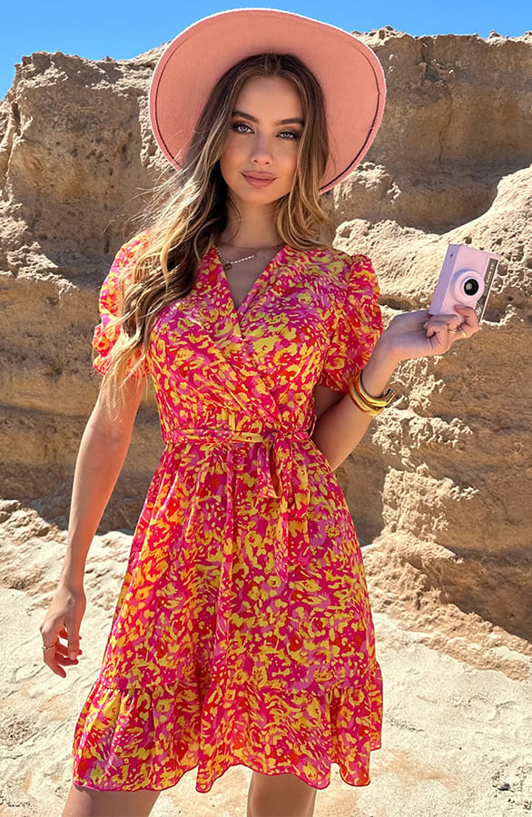 Print V-hals Jurk Sienna Gelato – shoparchief — foto 2