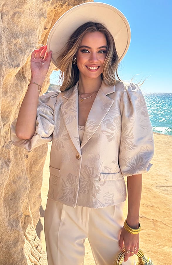 Romantic Jacquard Blazer Beige – shoparchief — foto 2
