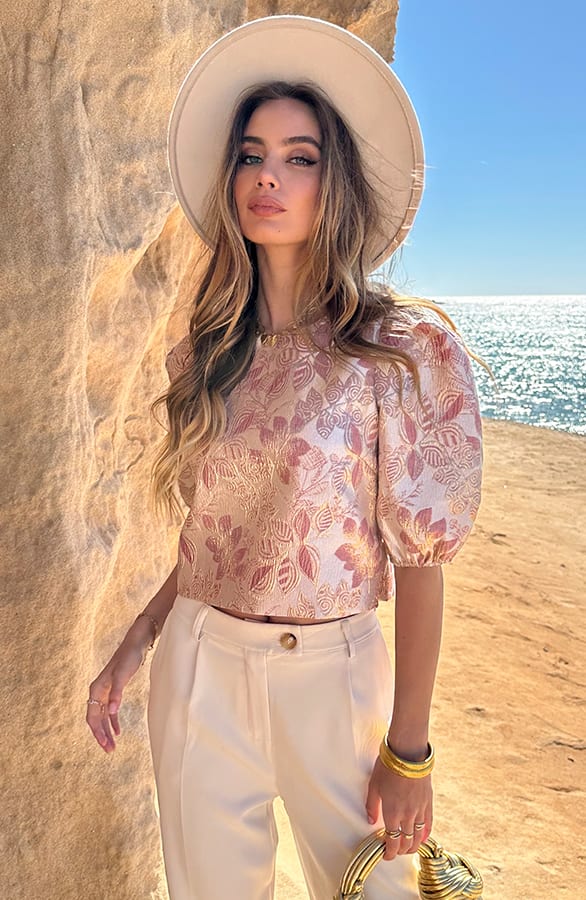 Romantic Jacquard Roses Top Merel Dust Roze – shirts & tops — foto 3