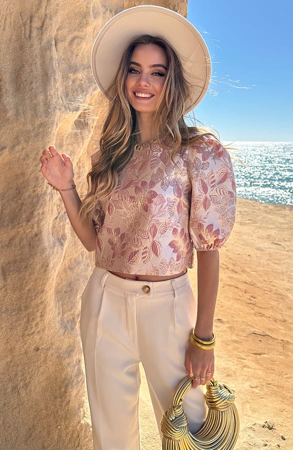 Romantic Jacquard Roses Top Merel Dust Roze – shirts & tops — foto 4