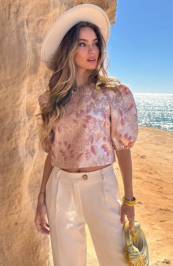 Romantic Jacquard Roses Top Merel Dust Roze – shirts & tops — foto 2