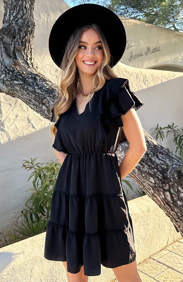 Ruches V-Hals Jurk Lexi Zwart – alle jurkjes — foto 5