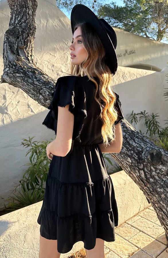 Ruches V-Hals Jurk Lexi Zwart – alle jurkjes — foto 4