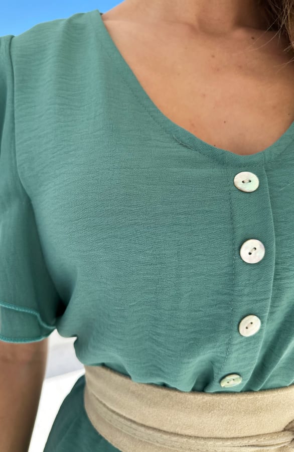 Ruffle Jurk V-Hals Vivy Mint – shoparchief — foto 5