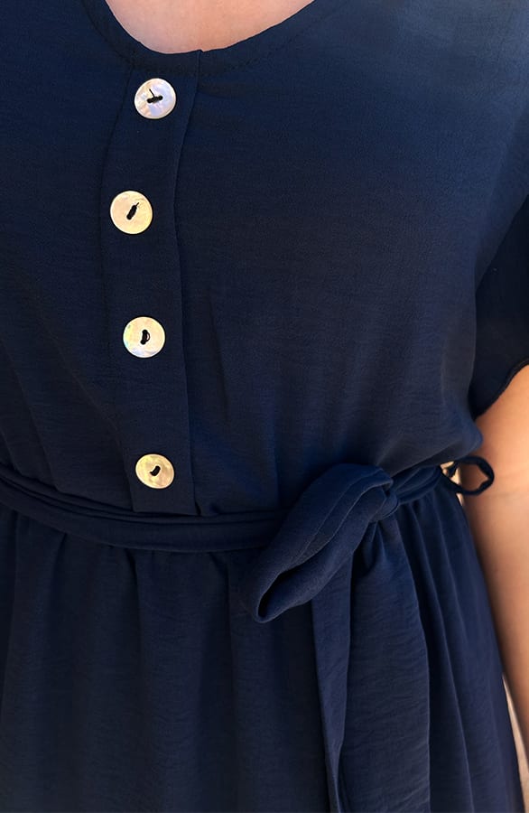 Ruffle Jurk V-Hals Vivy Night Blue – shoparchief — foto 5