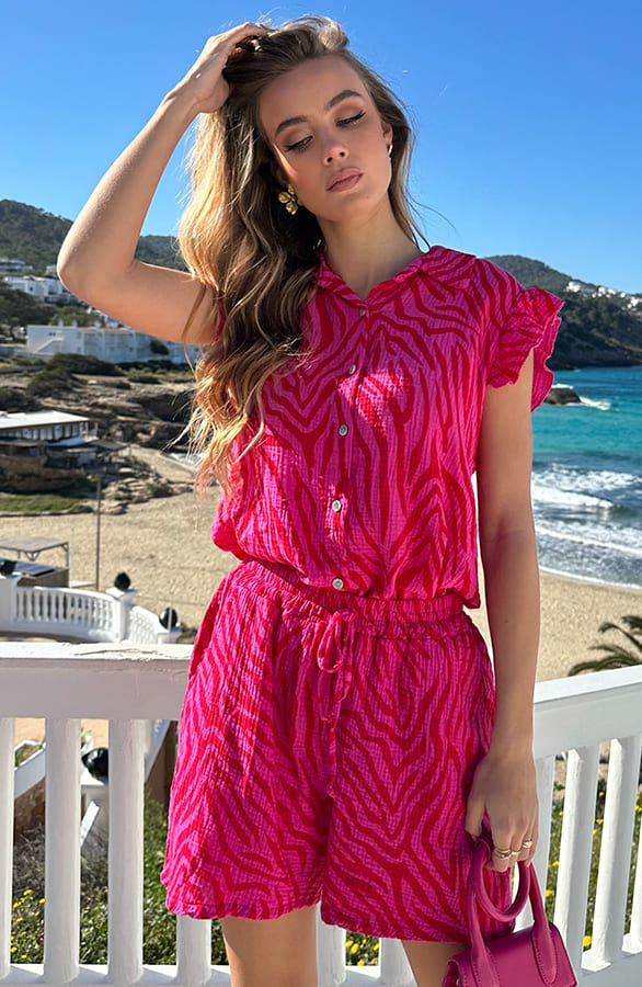 Ruffle Top Zebra Print Fuchsia – shirts & tops — foto 7