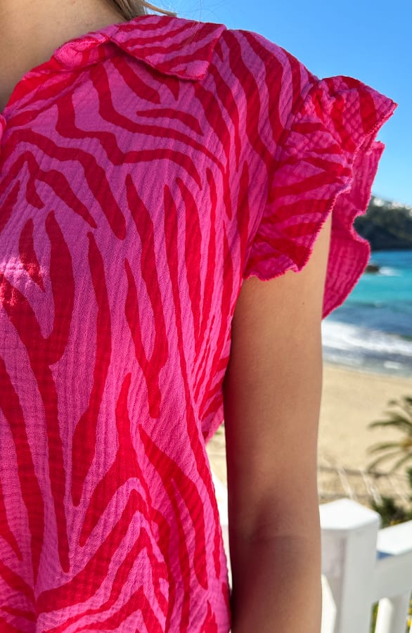 Ruffle Top Zebra Print Fuchsia – shirts & tops — foto 4