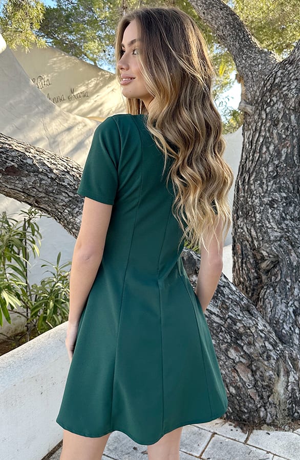 Short Sleeve Scuba Jurk Emerald – sale — foto 5