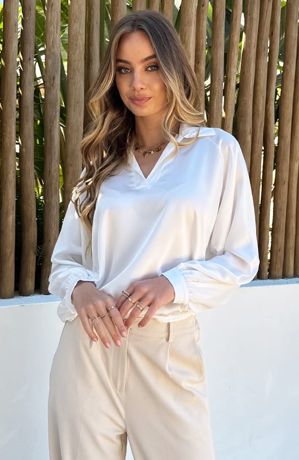 Silk Oversized Blouse Xenna Offwhite – kleding — foto 5