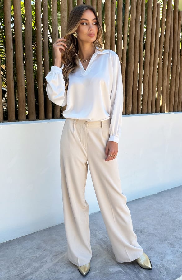 Silk Oversized Blouse Xenna Offwhite – kleding — foto 8