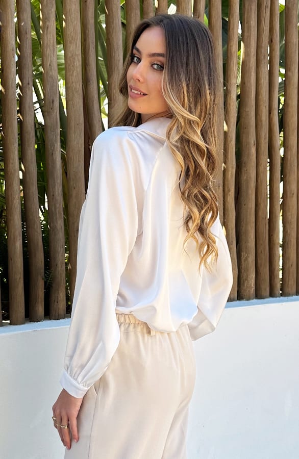 Silk Oversized Blouse Xenna Offwhite – kleding — foto 6