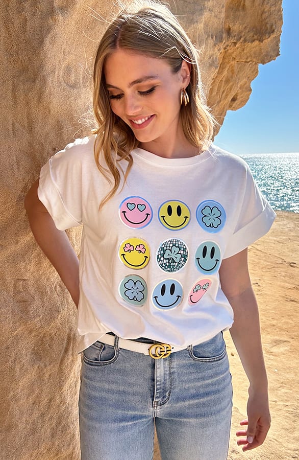 Smiley Detail T-Shirt Megan Ecru – shirts & tops — foto 3