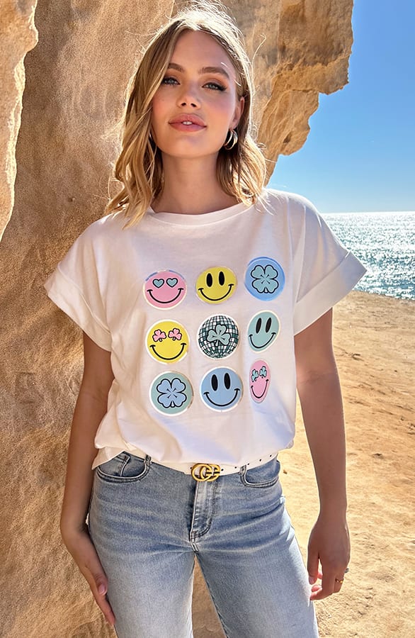 Smiley Detail T-Shirt Megan Ecru – shirts & tops — foto 6