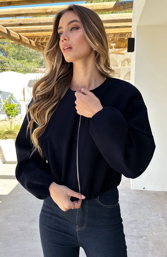 Soft Bomber Met Rits Navy – blazers & jassen — foto 9