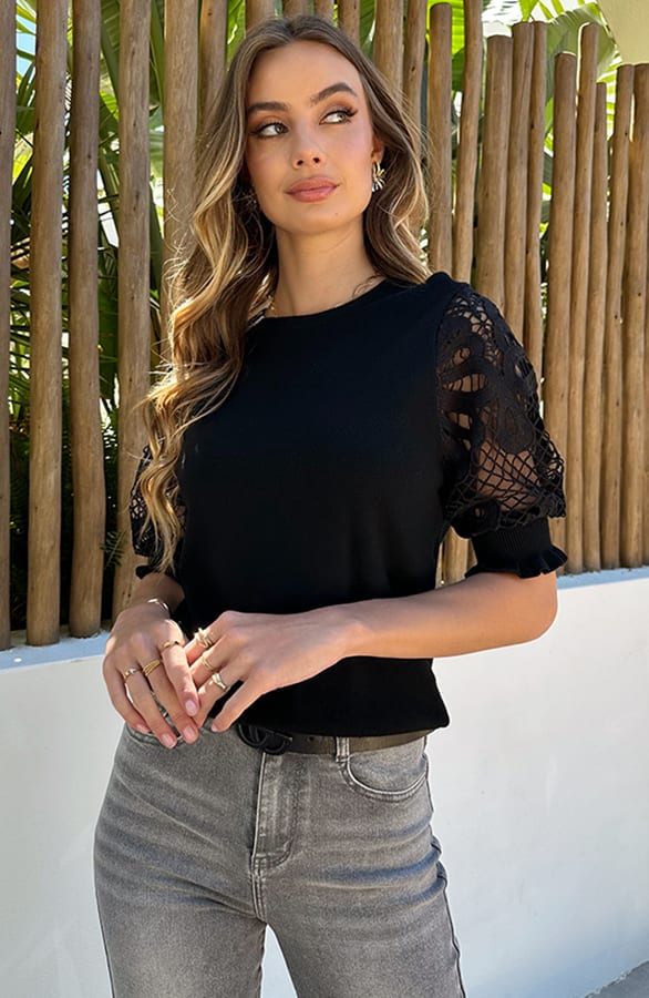 Soft Top Met Kant Seleste Zwart – shirts & tops — foto 2