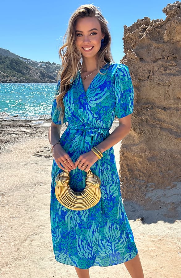 Split Jurk Lilian Aqua Kobalt – alle jurkjes — foto 4