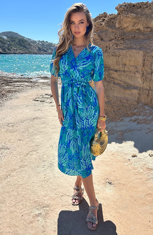 Split Jurk Lilian Aqua Kobalt – alle jurkjes — foto 3