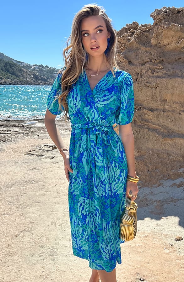 Split Jurk Lilian Aqua Kobalt – alle jurkjes — foto 6