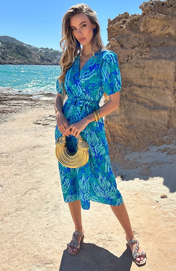 Split Jurk Lilian Aqua Kobalt – alle jurkjes — foto 7